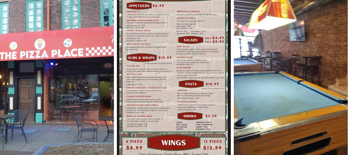 The Pizza Place Menu
